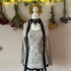 LOFT Fairygrunge/Goblincore Light Gray Sweater